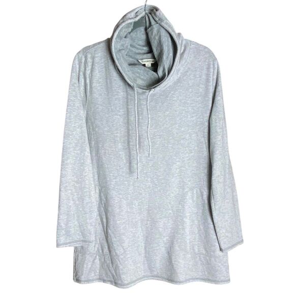 Toad&Co Women’s L Gray Cowl Neck Hoodie Tunic Organic Cotton Blend Long Sleeve - Picture 2 of 6